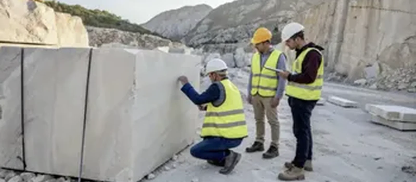 Natural stone inspection at a Turkish quarry