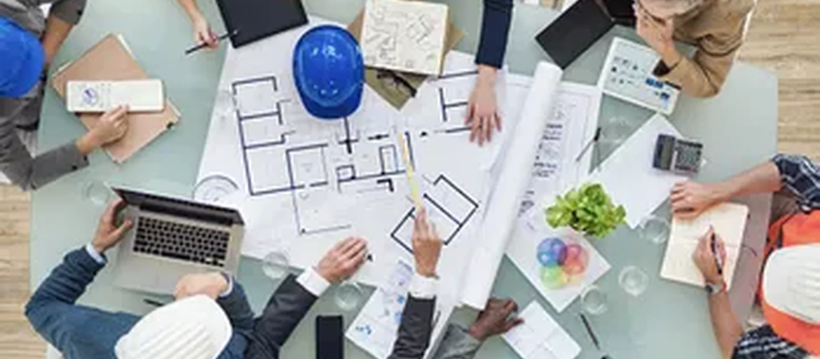 Project team coordinating natural stone specifications